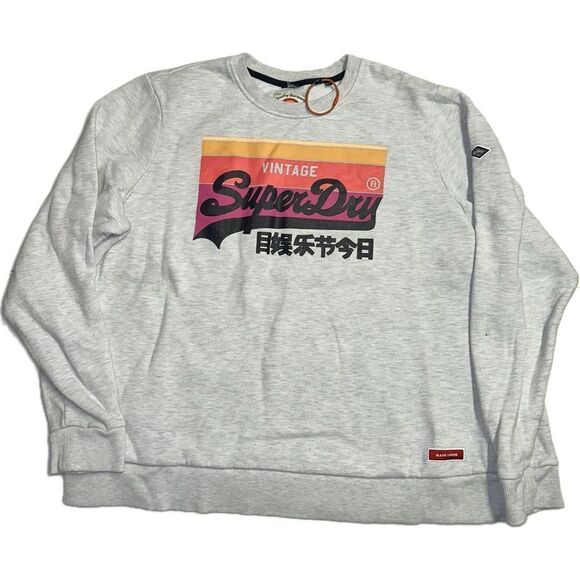 Vintage Super Dry Women’s Size 15 Crewneck Sweater Gray Sweatshirt - Picture 1 of 7